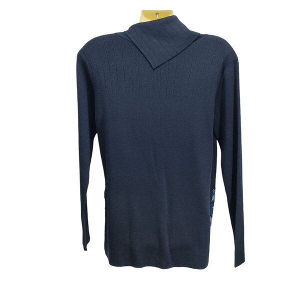 Adrianna Papell Womens Cowl Neck Sweater Button Accents & Geometric Hem Design M - Picture 2 of 7